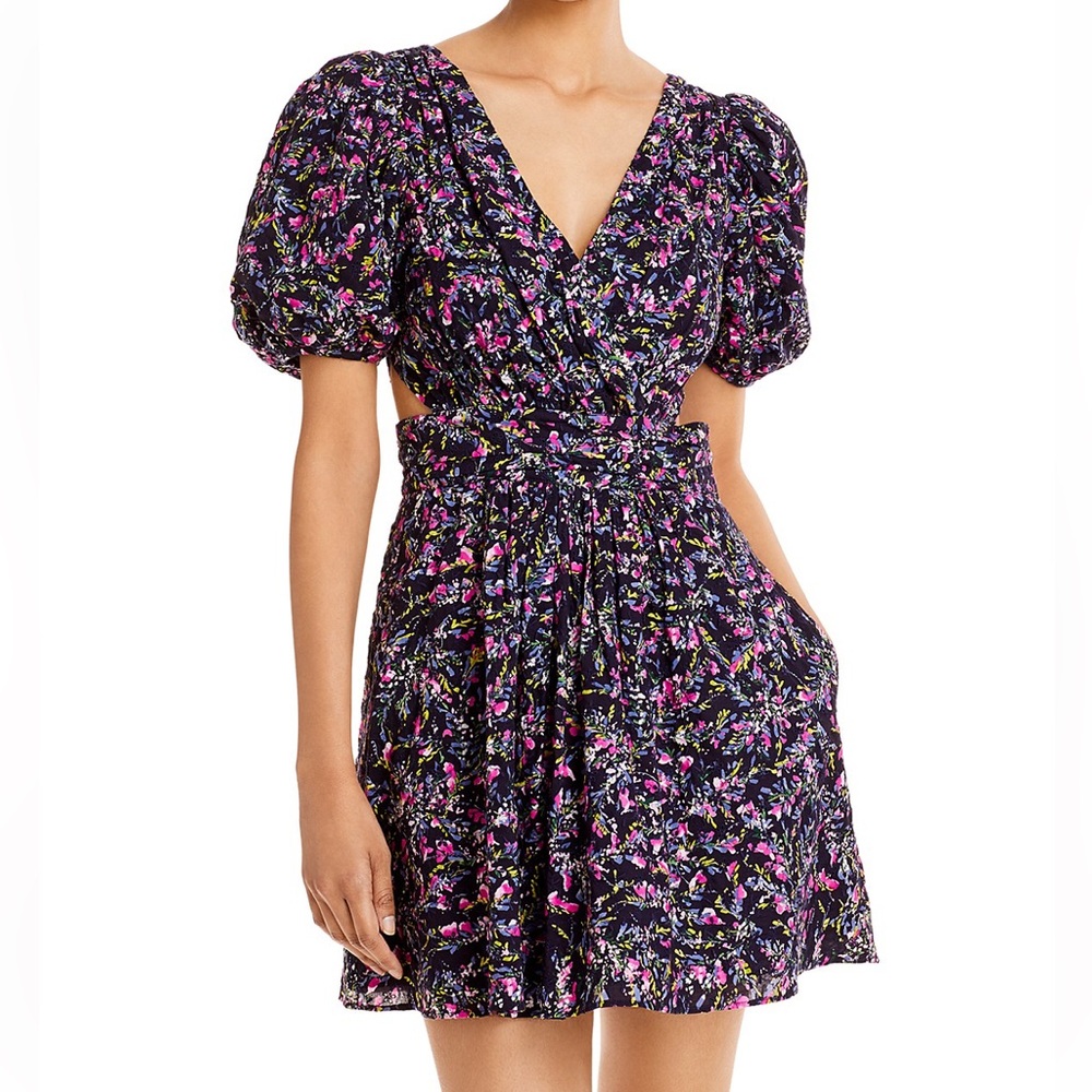 French Connection Floral Puff Sleeve Mini dress with Cutouts. Size XS / us 4